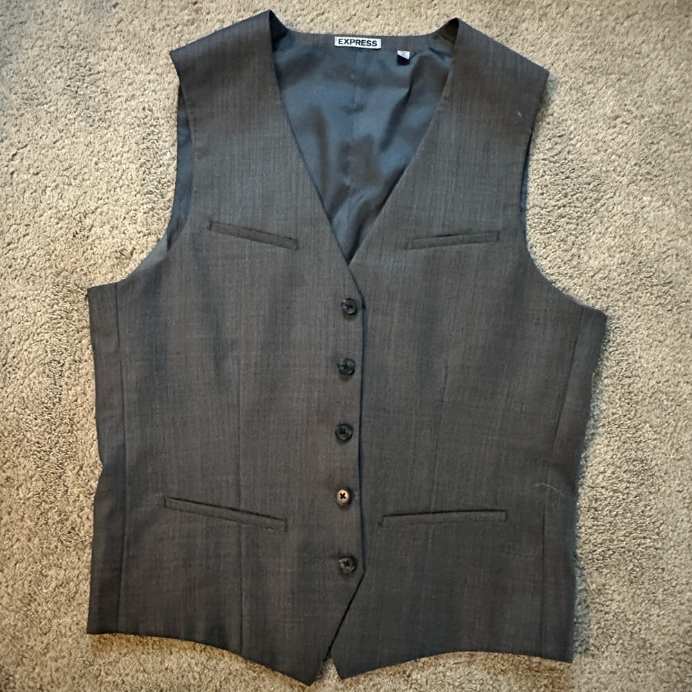 Express Charcoal Button-Up Vest